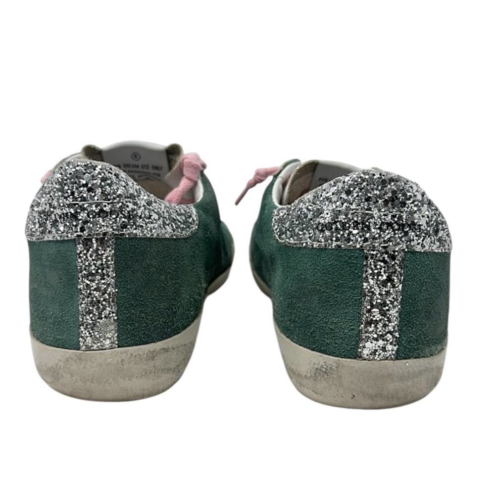 Golden Goose Superstar Leather Suede Sneakers Green White Pink Size 40 - Picture 7 of 12